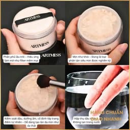Phấn Phủ Bột ARTMISS 30G Transparent Matte Powder Kiềm Dầu 24H Bột Mịn Có Nhũ Căng Bóng 3