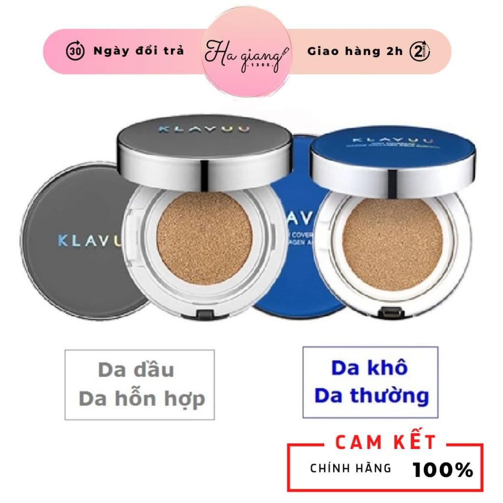 [TOP CUSHION CHE PHỦ] Phấn Nước Klavuu Blue Pearlsation High Coverage Marine Collagen Aqua Cushion SPF50+/PA+++