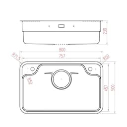 CHẬU RỬA BÁT 1 HỐ NOBINOX ARVO B180 | Kích thước 80x50cm 9
