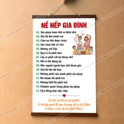 Tranh chữ Nề Nếp Gia Đình treo tường nẹp gỗ 40x60cm bằng vải phủ bóng cao cấp dày dặn 2