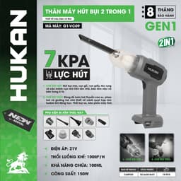 Máy Hút Thổi bụi ô tô mini HUKAN G1-VC09, Lực hút 7KPA 150W - Kèm 3 lõi lọc - Chân pin phổ thông 1