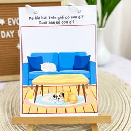 Thẻ Flash EVON BABY dạy bé tập nói - Thẻ A6 bé học nói mẫu câu chủ đề so sánh EVON 9