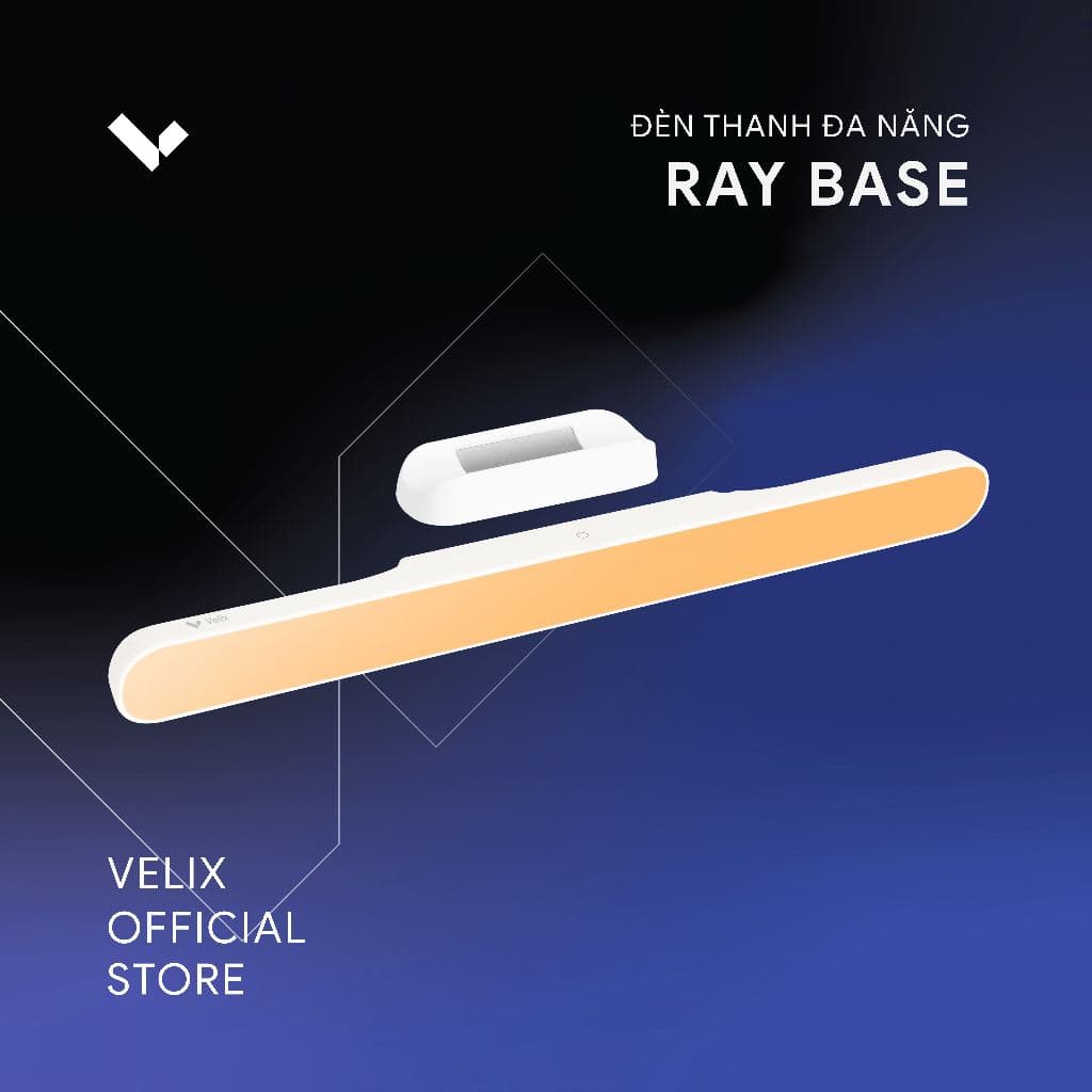 Đèn led thanh không dây gắn nam châm 40cm Velix Ray Base | Tích điện 3000mAh 10W 410 Lumen