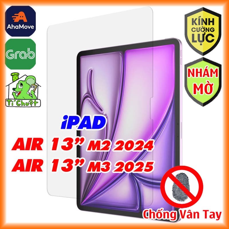 [Nhám Chống Vân Tay] Kính CL iPad AIR 13" M2/M3 2024/2025 Cường Lực Matte Mờ Chống Chói