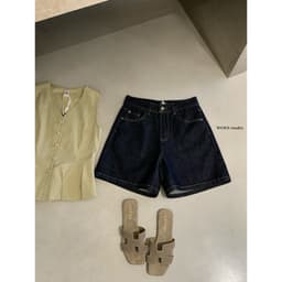 [SẴN] 𝑻𝒉𝒆𝑴𝒂𝒚 x 𝐖𝐆𝐖𝐄/ Quần Jean Ngố 𝐖𝐆𝐖𝐄 8748, Quần Short Jean Nữ Ống Rộng Lưng Cao Màu Xanh than WG.WE 4