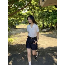 [SẴN] 𝑻𝒉𝒆𝑴𝒂𝒚 x 𝐖𝐆𝐖𝐄/ Quần Jean Ngố 𝐖𝐆𝐖𝐄 8748, Quần Short Jean Nữ Ống Rộng Lưng Cao Màu Xanh than WG.WE 8