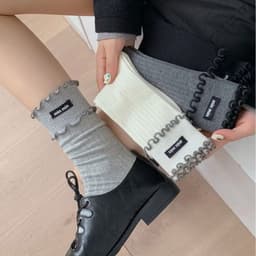 Set Tất Cotton Thêu Chữ Miu Miu, Vớ Cổ Cao Co Giãn 4 Chiều Phong Cách Ulzzang Hàn Quốc 7