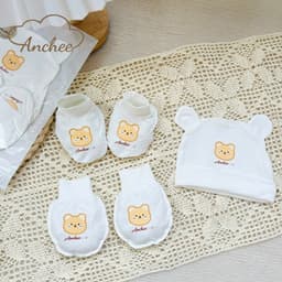 Set Mũ Bao Tay Bao Chân Sơ Sinh Chất Peptit Cao Cấp Anchee | Mềm Mại, Kháng Khuẩn, An Toàn Cho Bé 0–6 Tháng 4