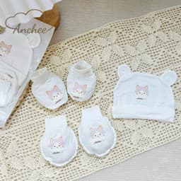 Set Mũ Bao Tay Bao Chân Sơ Sinh Chất Peptit Cao Cấp Anchee | Mềm Mại, Kháng Khuẩn, An Toàn Cho Bé 0–6 Tháng 6