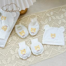 Set Mũ Bao Tay Bao Chân Sơ Sinh Chất Peptit Cao Cấp Anchee | Mềm Mại, Kháng Khuẩn, An Toàn Cho Bé 0–6 Tháng 5