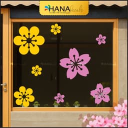 Decal Trang Trí Cửa Kính Hoa Mai Hoa Hồng Tết Decor Cửa Hàng - Hana Decals 1