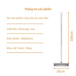 Cây Chà Sàn Nhà Tắm Đa Năng 2 Trong 1 Chổi Cọ Sàn, Cọ Góc Tường Có Gạt Nước Thông Minh Cán Dài 100cm 2