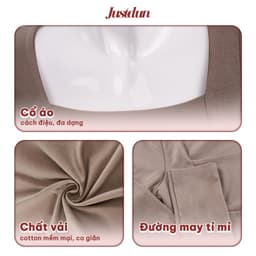 Áo Thun Nữ Dài Tay Ôm Body JUSTDUN 10B - Cổ Vuông, Cotton Mịn Cao Cấp, Ôm Body, Mềm Mại, Co Giãn 2