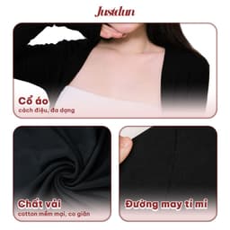 Áo Khoác Cardigan JUSTDUN 201 Nữ - Dáng Vừa, Vải Cotton Mịn, Mềm Mại, Thoáng Mát, Co Giãn Êm Ái 2