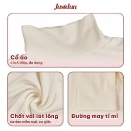 [BẢN MỚI LÓT LÔNG ] Áo Thun Nữ Ôm Body JUSTDUN 640 -Cotton Lông Mịn Cao Cấp, Cổ Cao 2