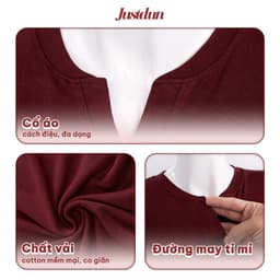 Áo Cổ Trụ Nữ Tay Dài JUSTDUN A64 - Vải Cotton Cao Cấp Mềm Mịn, Co Giãn Thoải Mái, Tôn Dáng 2
