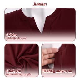 Áo Thun Nữ Ôm Body JUSTDUN E44 – Cổ Trụ Tàu Tay Ngắn, Vải Cotton Mềm Mịn Co Giãn 4 Chiều, Thoáng Mát 3