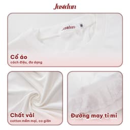 Áo Thun Ôm Body Nữ JUSTDUN E62 - Phối Vạt Bèo, Vải Cotton Mịn Êm Ái, Co Giãn Thoải Mái, Tôn Dáng 2