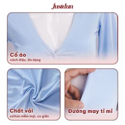 Áo Khoác Cardigan Basic Trơn Nữ JUSTDUN K8 - Dáng Rộng Ôm Vừa, Nhiều Màu, Cotton Mịn, Mềm Mại 2