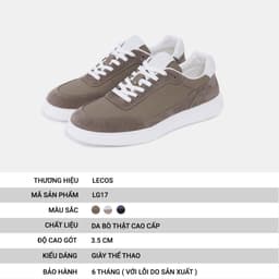 [4-25/9 TẶNG QUÀ TRUNG THU 599K] Giày Sneaker Nam LECOS LG17 Da Bò Thật Thoáng Khí Lót Êm Chống Mỏi 5