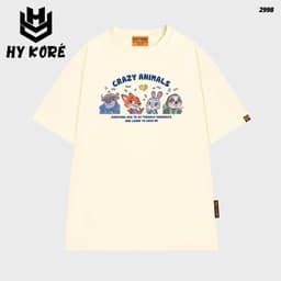 Áo Thun HY KORÉ ZOOTOPIA CRAZY ANIMAL 2998 Form Rộng Localbrand Oversize Unisex Vải Cotton 75% Nam Nữ Mặc Đẹp 1