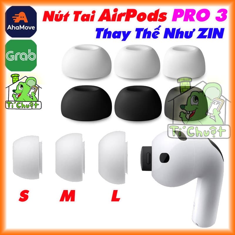 [AP PRO 3] Núm Silicone Tai Nghe Thay Thế Như ZIN cho AP AirPods PRO Gen 3 Nút Cao Su Có Lưới Chống Bụi/ Nước Cao Cấp