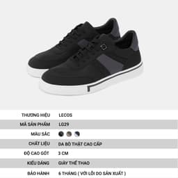 [4-25/9 TẶNG QUÀ TRUNG THU 599K] Giày Sneaker Nam LECOS LG29 Da Bò Thật May Viền Bền Đẹp Đế Ma Sát 5