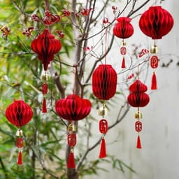 Combo 10 Chiếc Đèn Lồng Tổ Ong Phụ Kiện Trang Trí Nhà Cửa Cây Cảnh Dịp Tết Nguyên Đán 2026 4