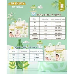 Bỉm BB Jollity Natural | nội địa Nhật chiết xuất từ thảo dược tự nhiên, mềm min, khử mùi, đủ size 7