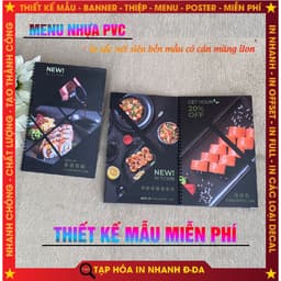 In Menu Nhựa PVC Dẻo – Bền Đẹp, Chống Nước, Không Phai Màu, có bảo hành 7