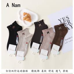 Tất Nữ Cổ Ngắn Chất Cotton Nơ Bèo  Siêu Xinh Phong Cách Hàn Quốc (Nơ A9) 4