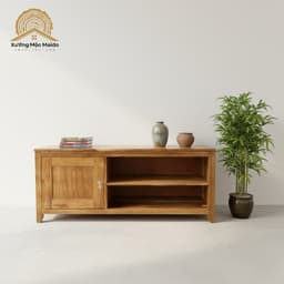 Tủ Kệ Tivi Gỗ Tràm Tự Nhiên Lau Dầu – Tủ Để Sách Có Ngăn Khóa – Xưởng Mộc Maido 3