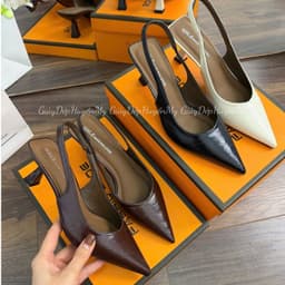 [ Giày Dép Huyền My ] Cao Gót 5P Mũi Nhọn Quai Hậu Da Mềm Bóng Nhẹ Hàng Cao Cấp Full Hộp - TT003 1