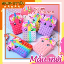 Túi xách nữ lớn đeo chéo silicon hình Pony kỳ lân, bong bóng pop-it giảm căng thẳng thời trang 1