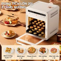 Lò Nướng Hấp Đối Lưu Đa Năng Nồi Chiên Hơi Nước Dung Tích 22L Qcooker Chuyên Dùng Nướng Hấp Làm Bánh 7