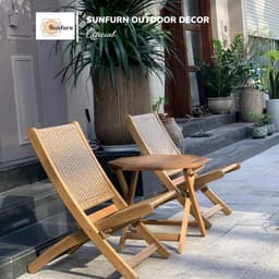 Bàn Gỗ Gấp Gọn Ngoài Trời Sunfurn A53 (Mặt Bát Giác Độc Đáo) - Gỗ Tràm Kháng Nước, Decor Quán Cafe, Ban công(BH 1 đổi 1) 3