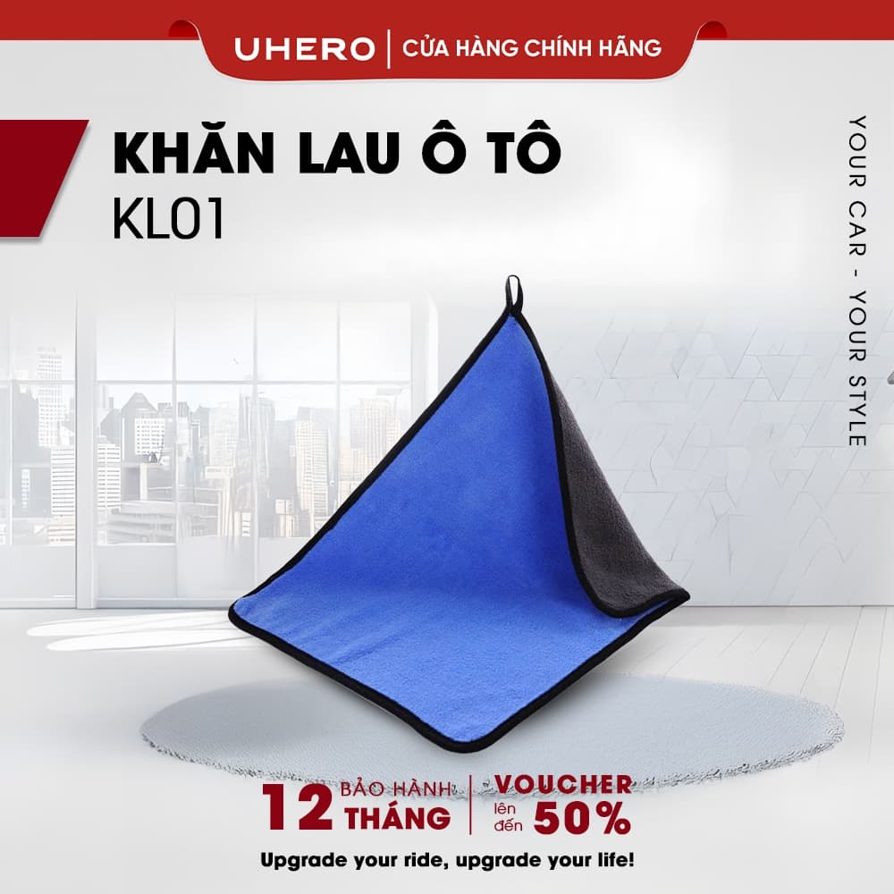 Khăn lau xe chuyên dụng Chính Hãng UHERO chất Liệu MICROFIBER siêu thấm hút mềm mại, sạch sẽ an toàn bề mặt xe