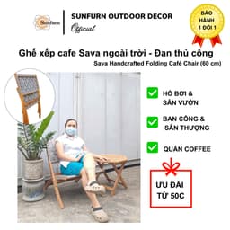 Ghế Xếp Thư Giãn Sunfurn Sava (Gỗ Tràm Đan Dây Webbing) - Chống Nước, chống bám bụi, Chịu Tải 120kg (Bảo Hành 1 Đổi 1) 3