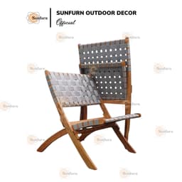 Ghế Xếp Thư Giãn Sunfurn Sava (Gỗ Tràm Đan Dây Webbing) - Chống Nước, chống bám bụi, Chịu Tải 120kg (Bảo Hành 1 Đổi 1) 4