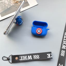 [Kiêm Giá Đỡ ĐT] Bao Ốp AP AirPods Pro 1/2 Silicon Dẻo Siêu Anh Hùng Marvel có Dây Đeo Búp Bê 5