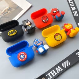 [Kiêm Giá Đỡ ĐT] Bao Ốp AP AirPods Pro 1/2 Silicon Dẻo Siêu Anh Hùng Marvel có Dây Đeo Búp Bê 2