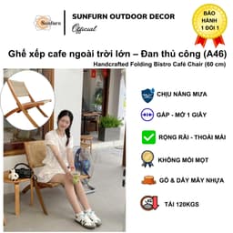 Ghế Cafe Gỗ Xếp Sunfurn A60 (Mây Tròn Đan Mới 100%) - Mẫu Hot Liên Tục Cháy Hàng (Bảo Hành 1 Đổi 1) 4