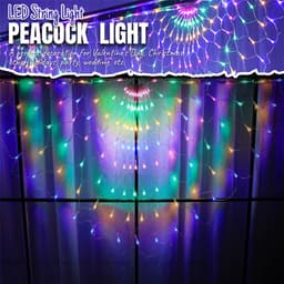 Dây đèn LED rèm Đuôi Công 220V dài 4M cao 0.5m 8 chế độ nháy tự động trang trí sự kiện Noel Tết hiệu ứng ánh sáng đ 3
