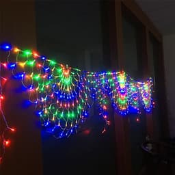 Dây đèn LED rèm Đuôi Công 220V dài 4M cao 0.5m 8 chế độ nháy tự động trang trí sự kiện Noel Tết hiệu ứng ánh sáng đ 9