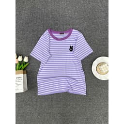 Áo Thun Nữ ESHOP MS515 Bigsize Kẻ Sọc Cổ Tim Tay Ngắn Chất Cotton Mềm Mịn Thoáng Mát Phù Hợp Mùa Hè 8