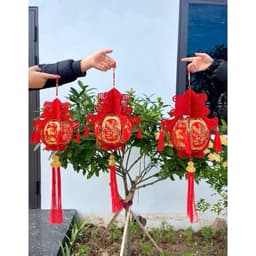 [Tết 2026] Đèn Lồng Ghép Cầu Pin Nhung Họa Tết In 6 Mặt Mẫu Mới Tết 2026 2