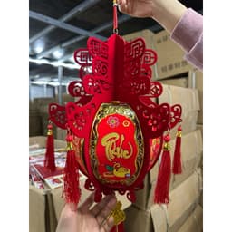 [Tết 2026] Đèn Lồng Ghép Cầu Pin Nhung Họa Tết In 6 Mặt Mẫu Mới Tết 2026 6