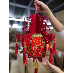 [Tết 2026] Đèn Lồng Ghép Cầu Pin Nhung Họa Tết In 6 Mặt Mẫu Mới Tết 2026 8