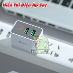 [FULLBOX] Sạc 2 cổng USB-A Max 5A HOCO DM-C2 Chính Hãng có Màn Hình LED Đo Test Dòng Áp Sạc 2 Máy Cùng Lúc 5