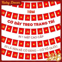 Dây cờ treo, dây cờ Tổ Quốc , Đảng trang trí Tết,lễ hội dài 10m gồm 20 cờ 1